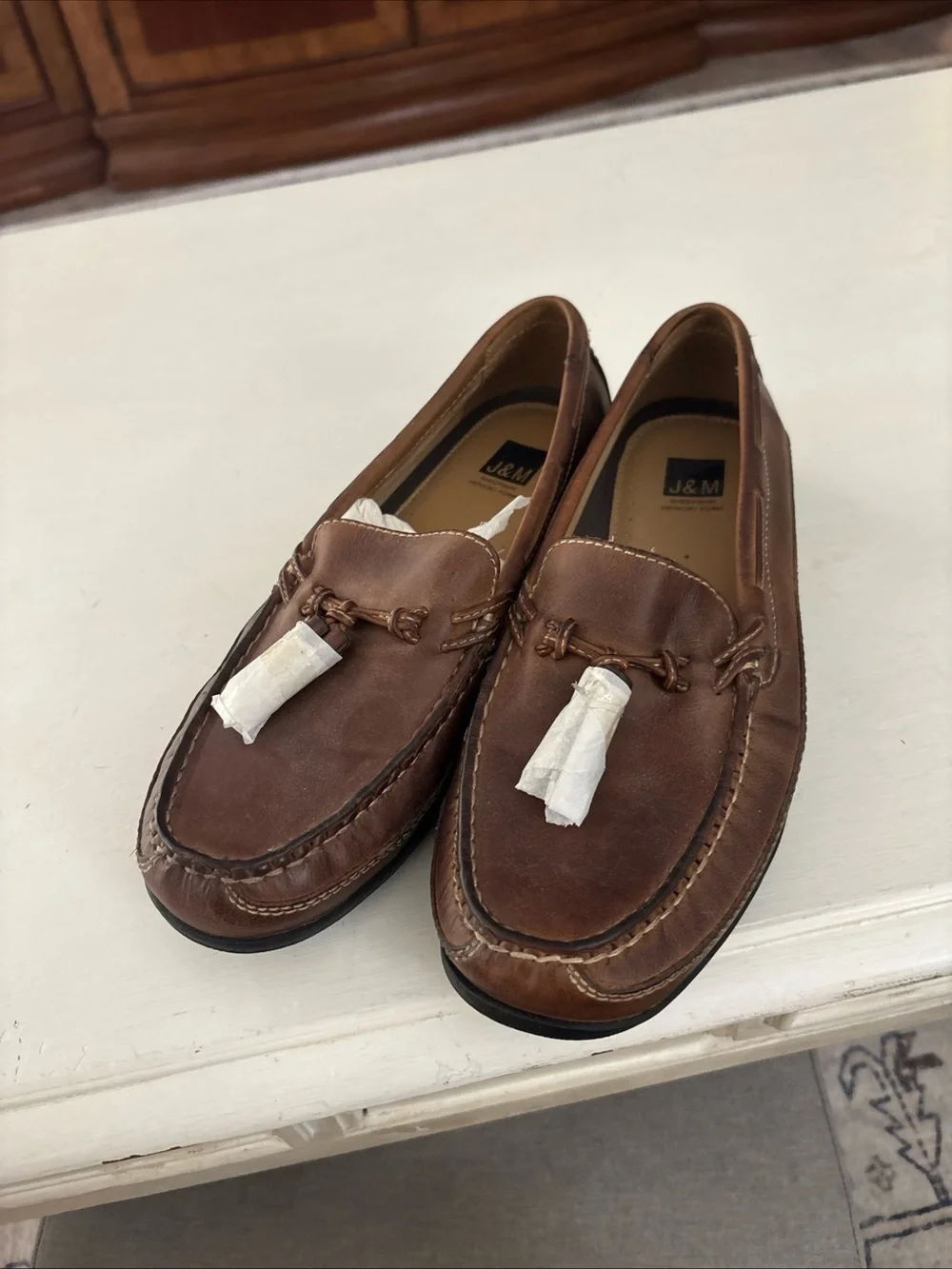 Brown Leather Tassel Loafers - Classic Men’s Driving Shoes 9.5 - Picture 1 of 5
